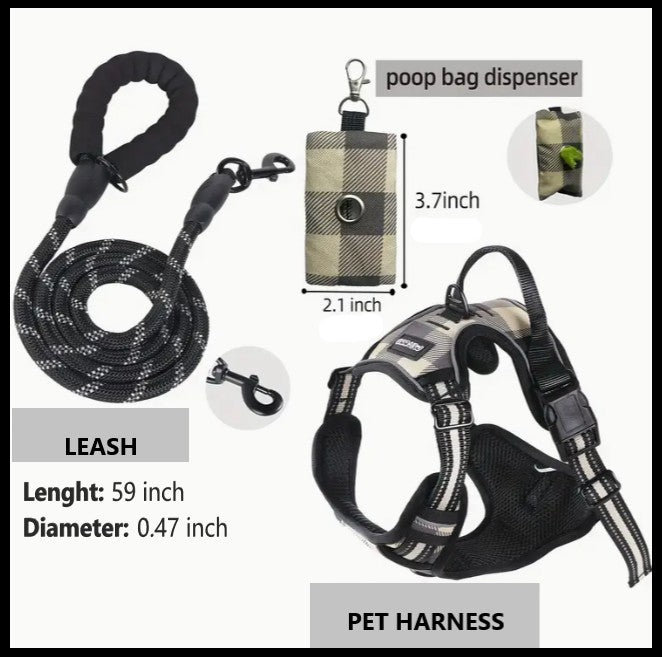 3-in-1 Pet Vest w/ Leash & Poop Bag Holder (Final Sale)