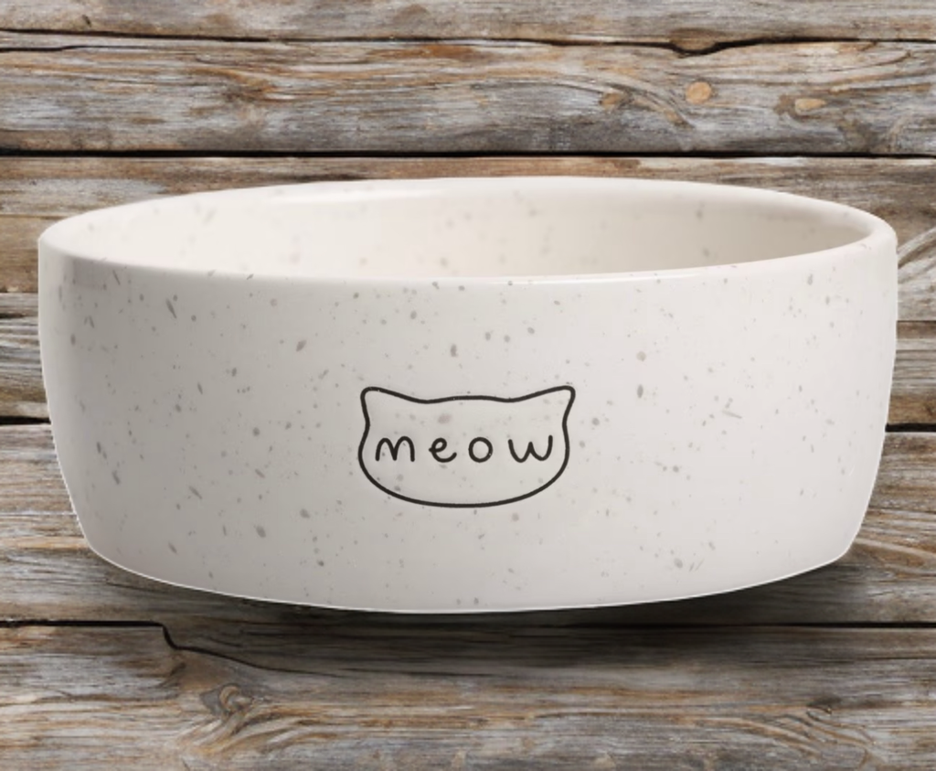 Speckled Meow Ceramic Cat Bowl