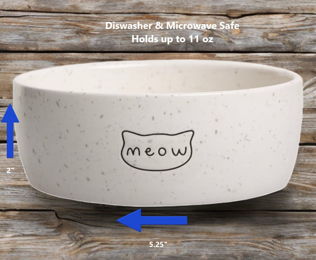 Speckled Meow Ceramic Cat Bowl