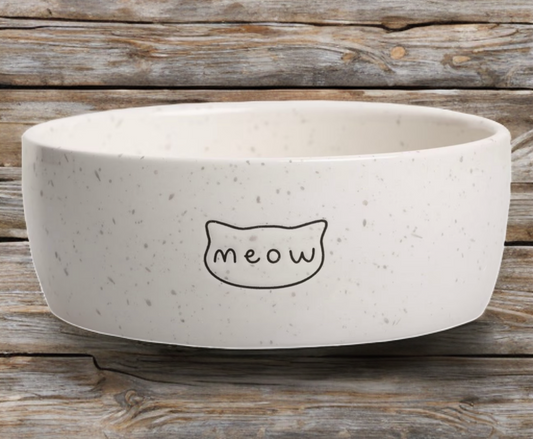 Speckled Meow Ceramic Cat Bowl