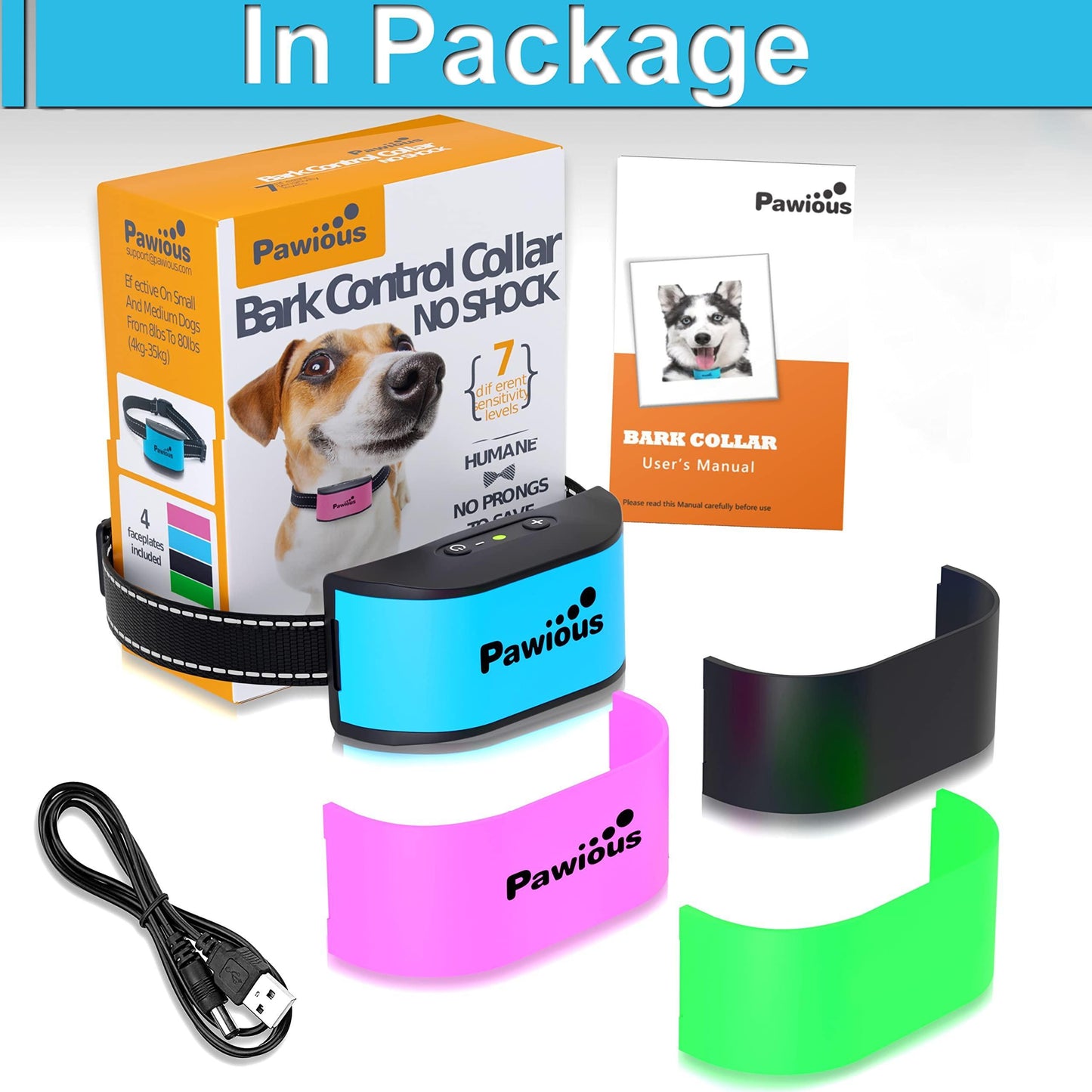 Small No Shock Dog Bark Collar- Rechargeable and Rainproof!