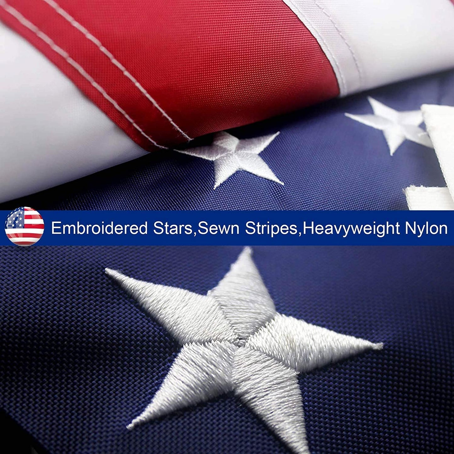 Outdoor American Flag- Heavy Duty w/ Embroidered Stars